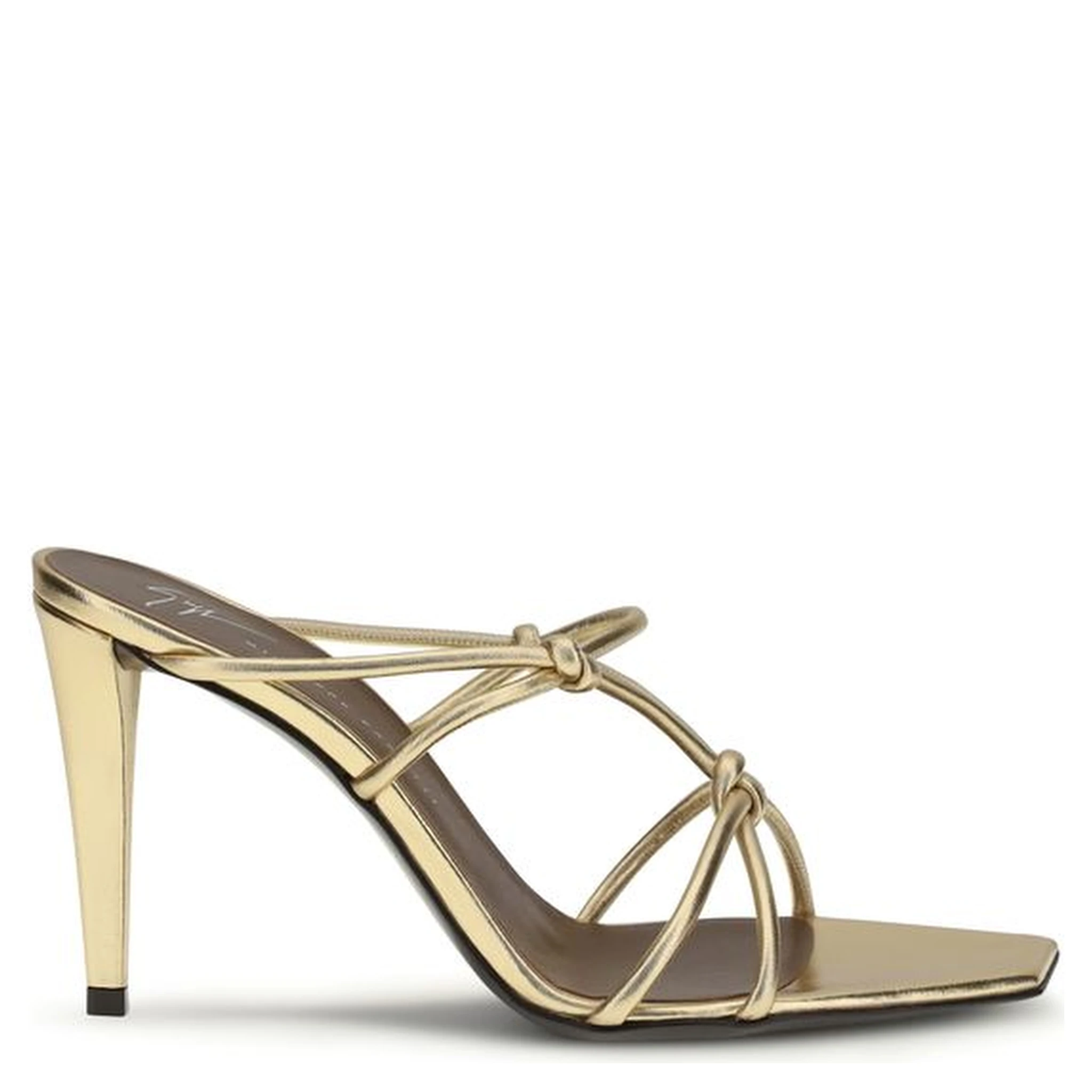 Gold Calf Leather Bos Taurus Stiletto Heel Sandals