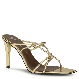 Gold Calf Leather Bos Taurus Stiletto Heel Sandals