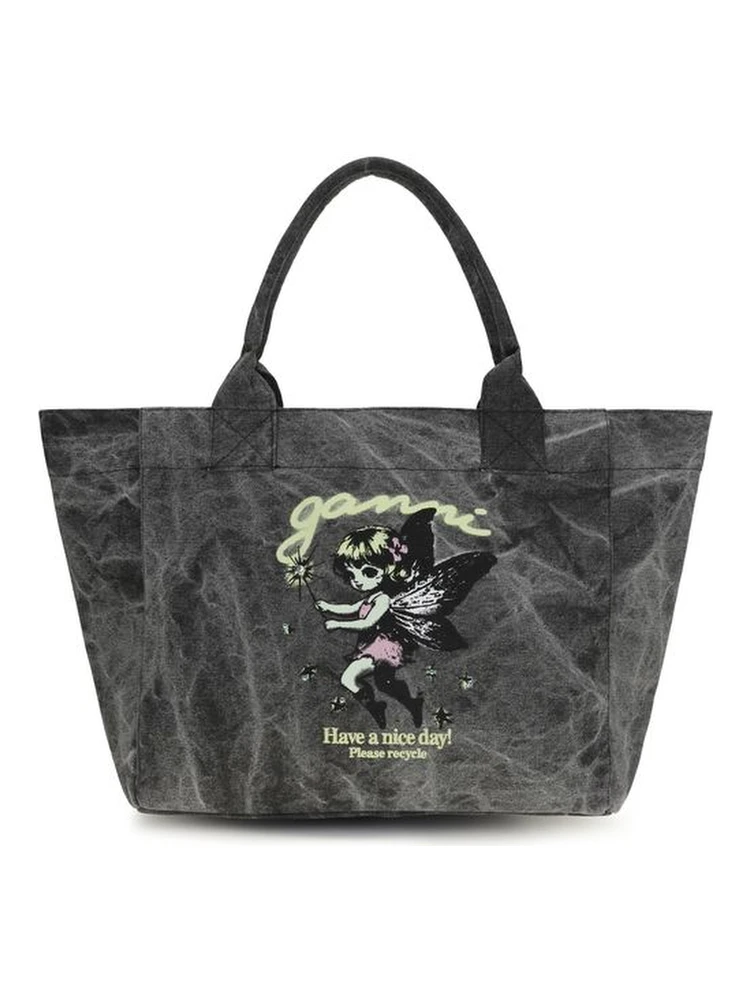 Gray Cotton Shoulder Bag