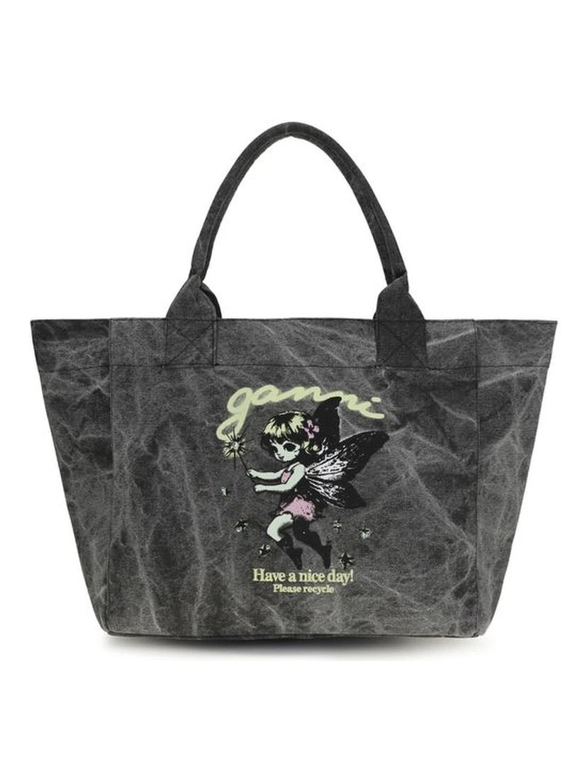 Gray Cotton Shoulder Bag
