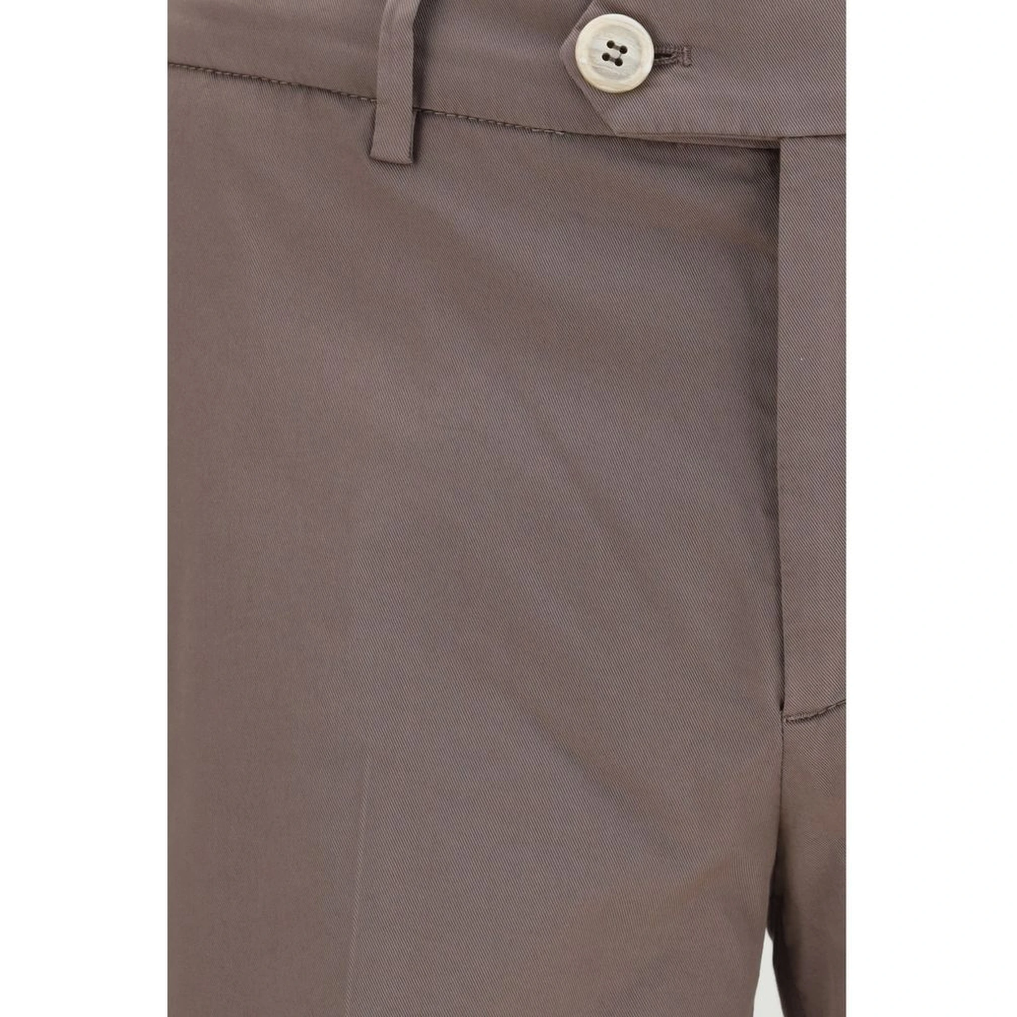 Brown Cotton Casual Pants