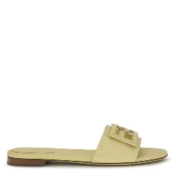 Beige Calf Leather Bos Taurus Flat Sandals