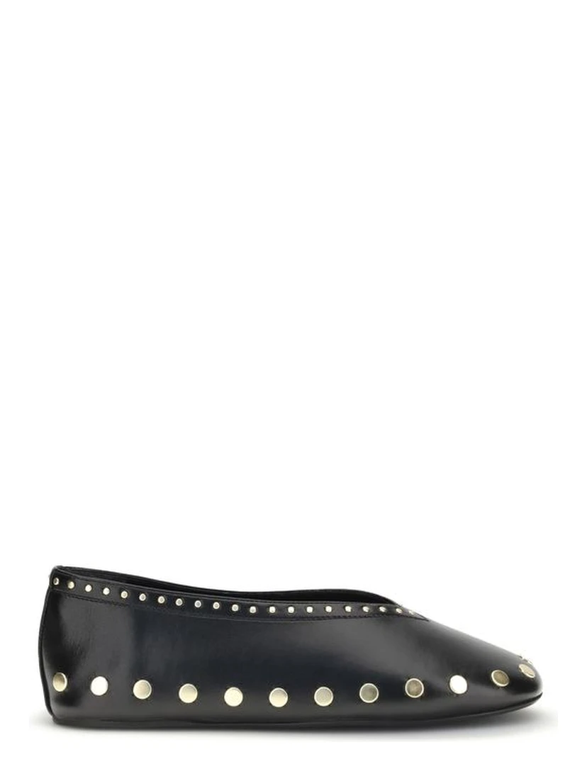 Black Polyurethane Ballet Flats