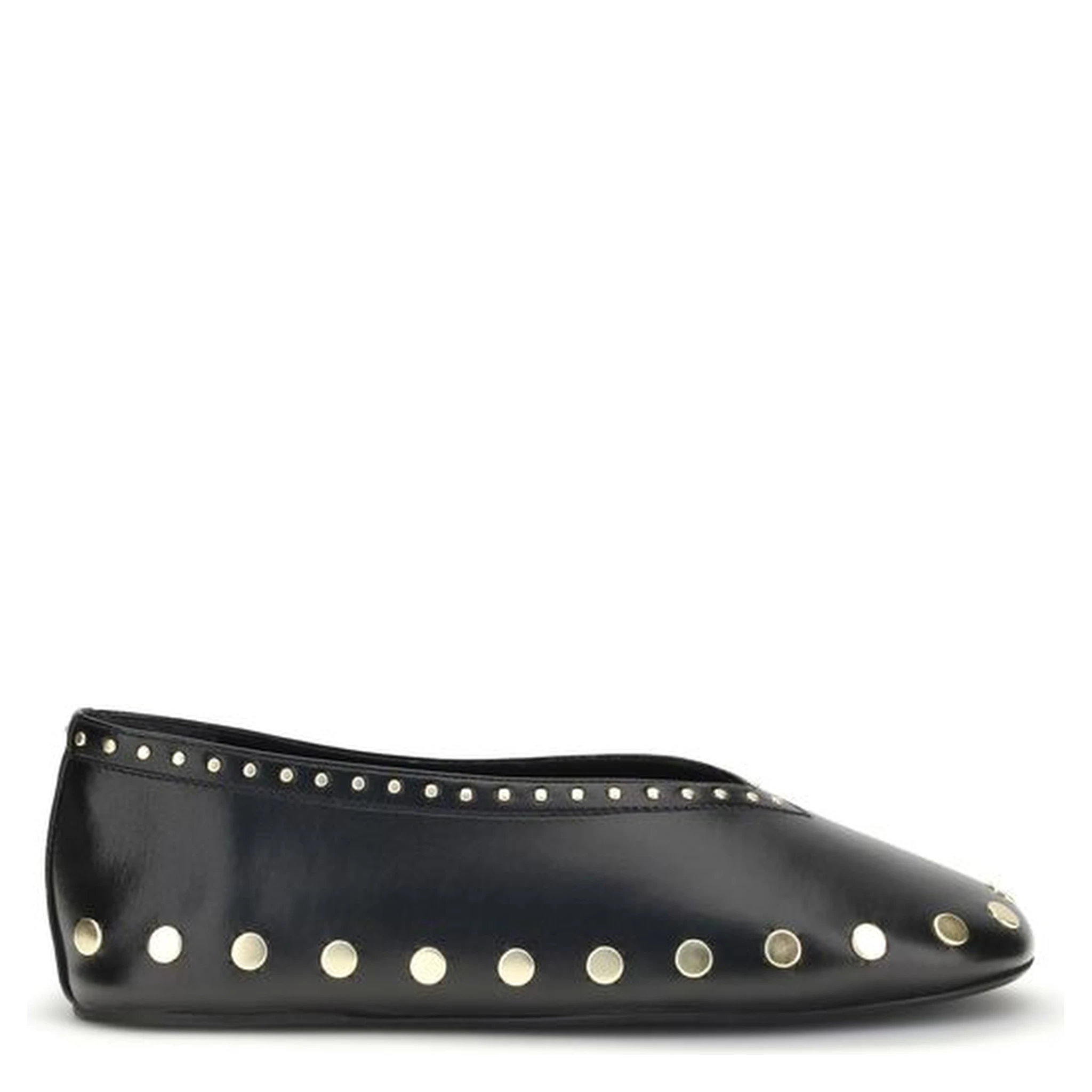 Black Polyurethane Ballet Flats