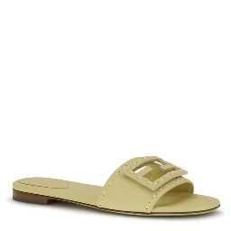 Beige Calf Leather Bos Taurus Flat Sandals