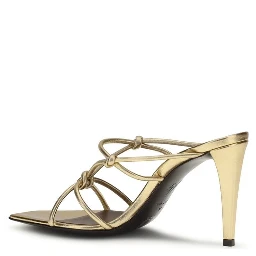 Gold Calf Leather Bos Taurus Stiletto Heel Sandals