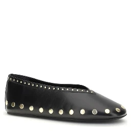 Black Polyurethane Ballet Flats