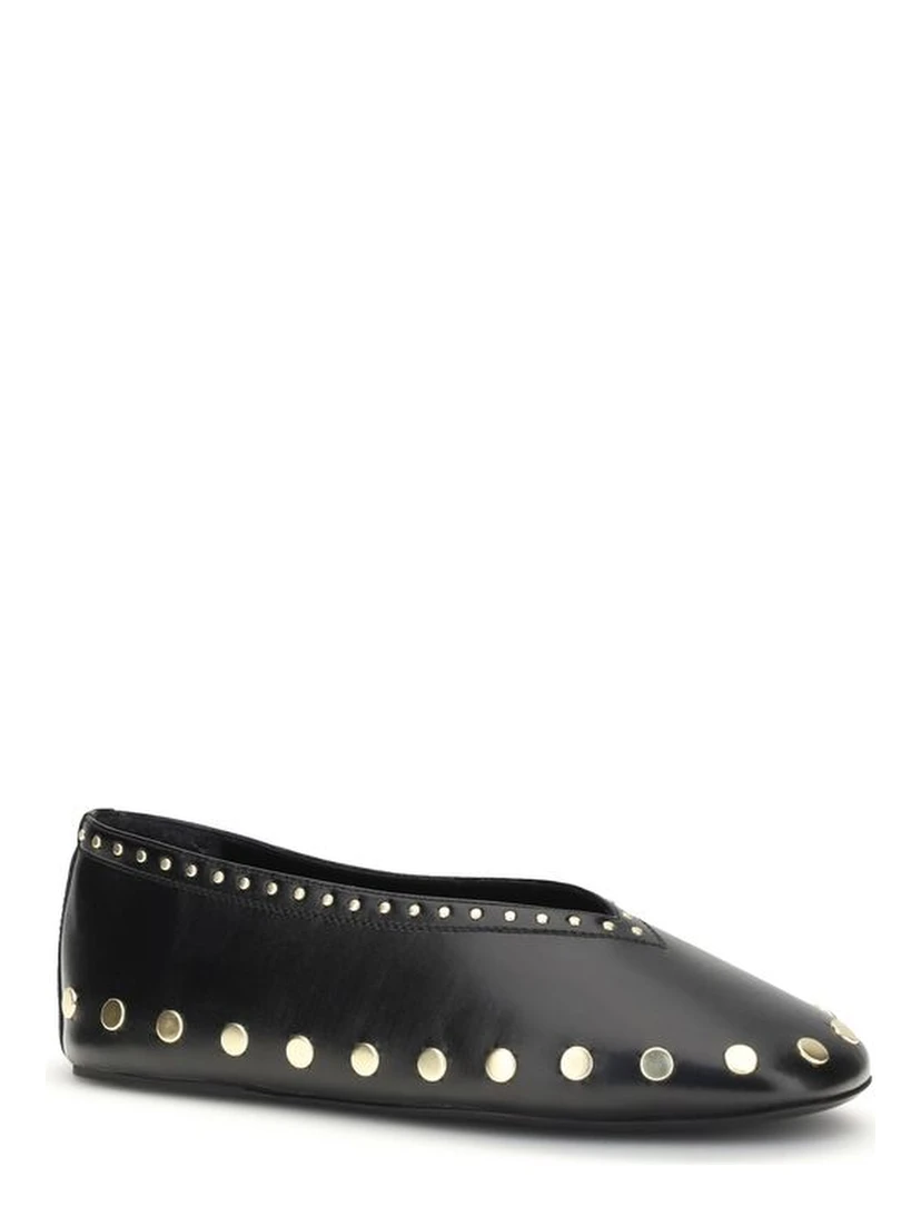 Black Polyurethane Ballet Flats