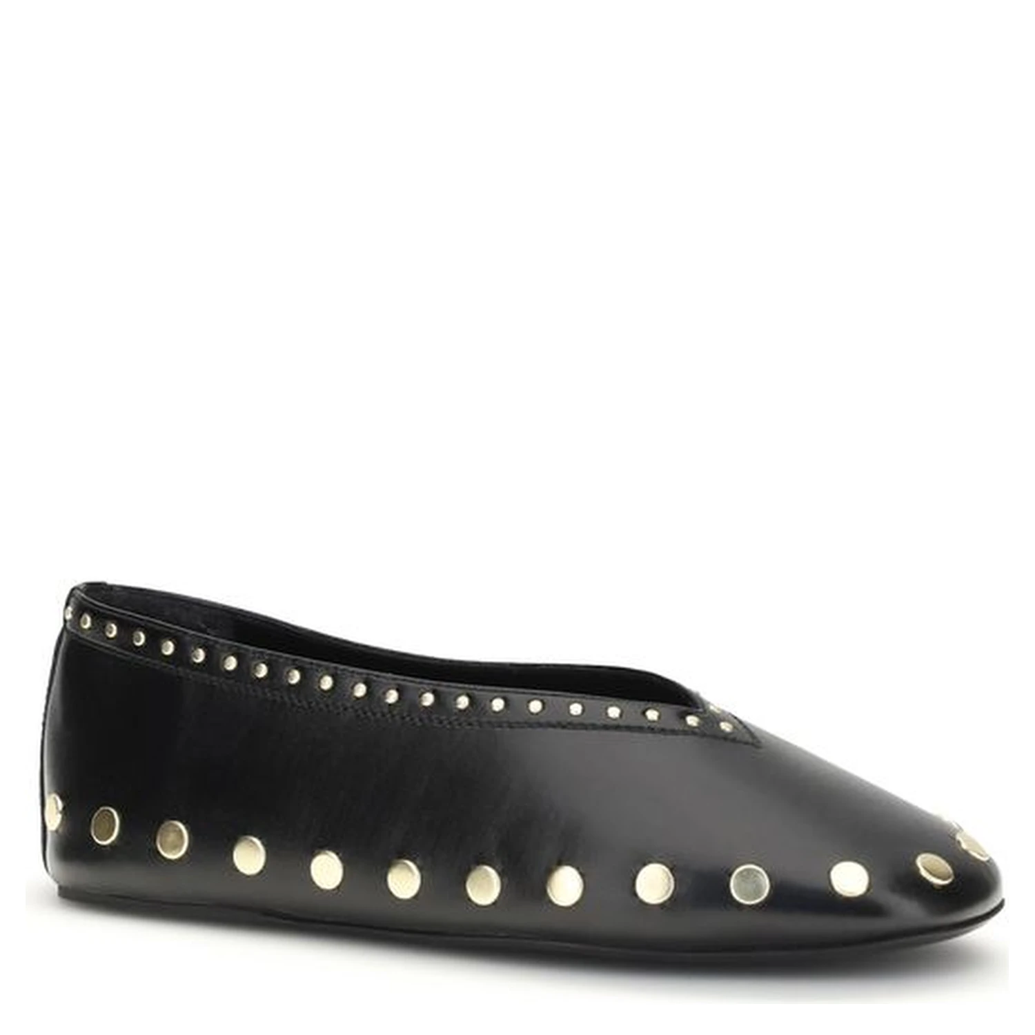 Black Polyurethane Ballet Flats
