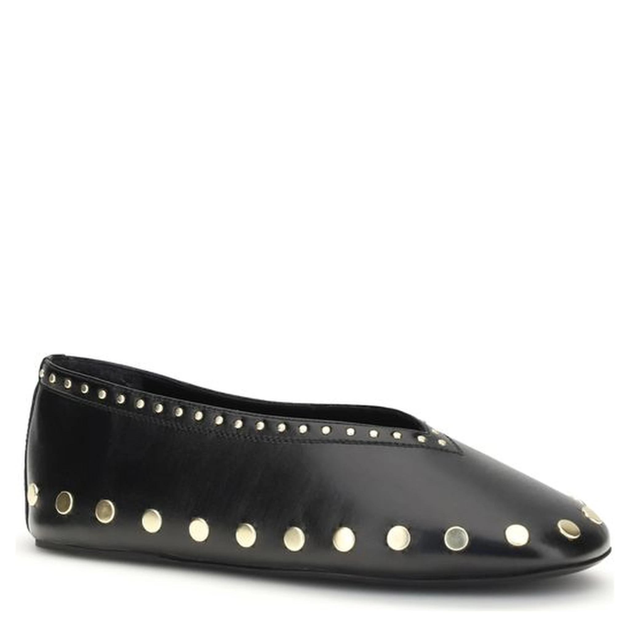 Black Polyurethane Ballet Flats