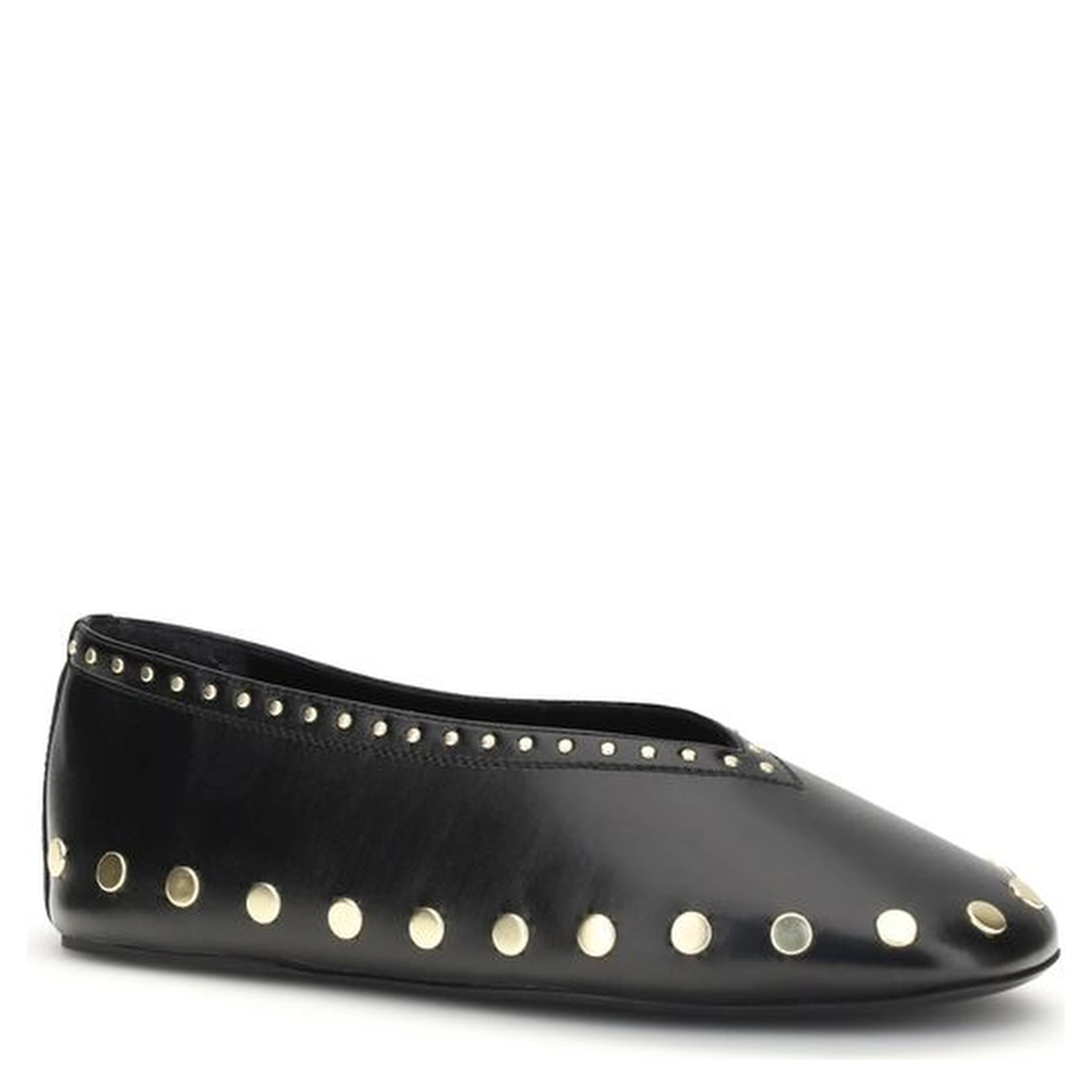Black Polyurethane Ballet Flats