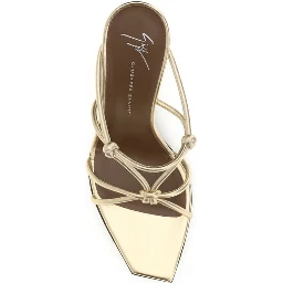 Gold Calf Leather Bos Taurus Stiletto Heel Sandals