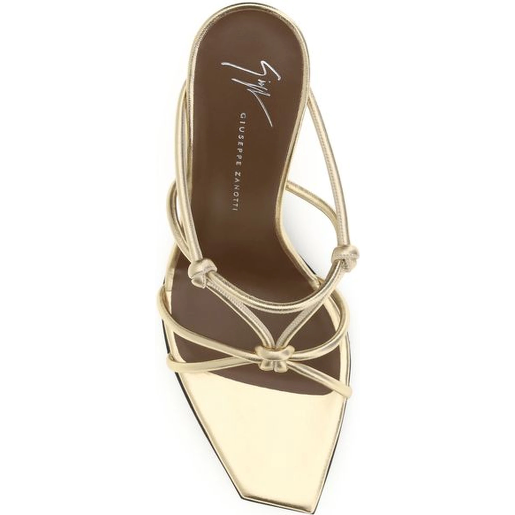 Gold Calf Leather Bos Taurus Stiletto Heel Sandals