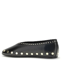 Black Polyurethane Ballet Flats