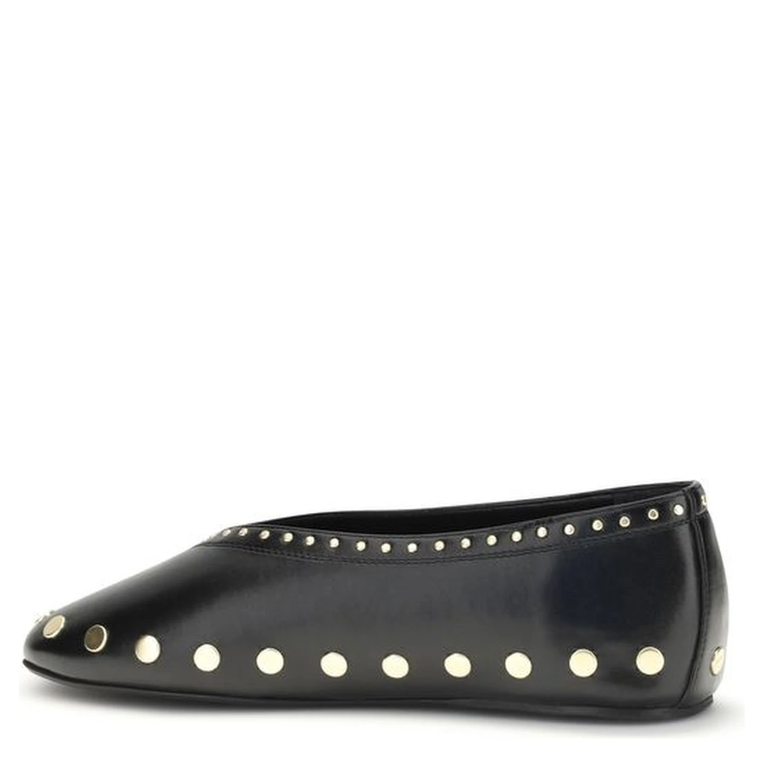 Black Polyurethane Ballet Flats