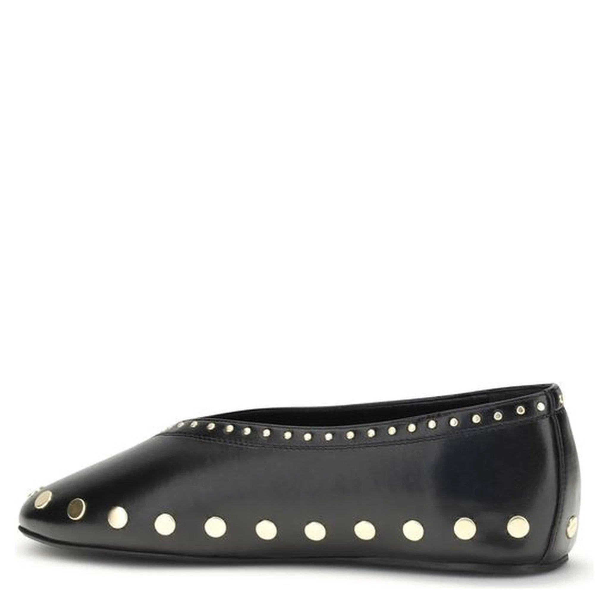 Black Polyurethane Ballet Flats