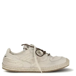 Beige Cotton Platform Sneakers