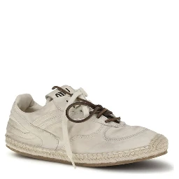 Beige Cotton Platform Sneakers