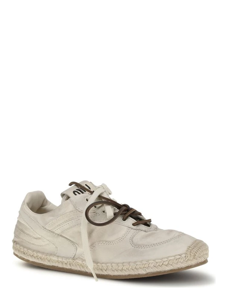 Beige Cotton Platform Sneakers alternative