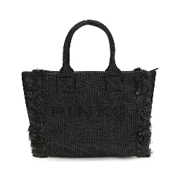 Black Raffia Shoulder Bag