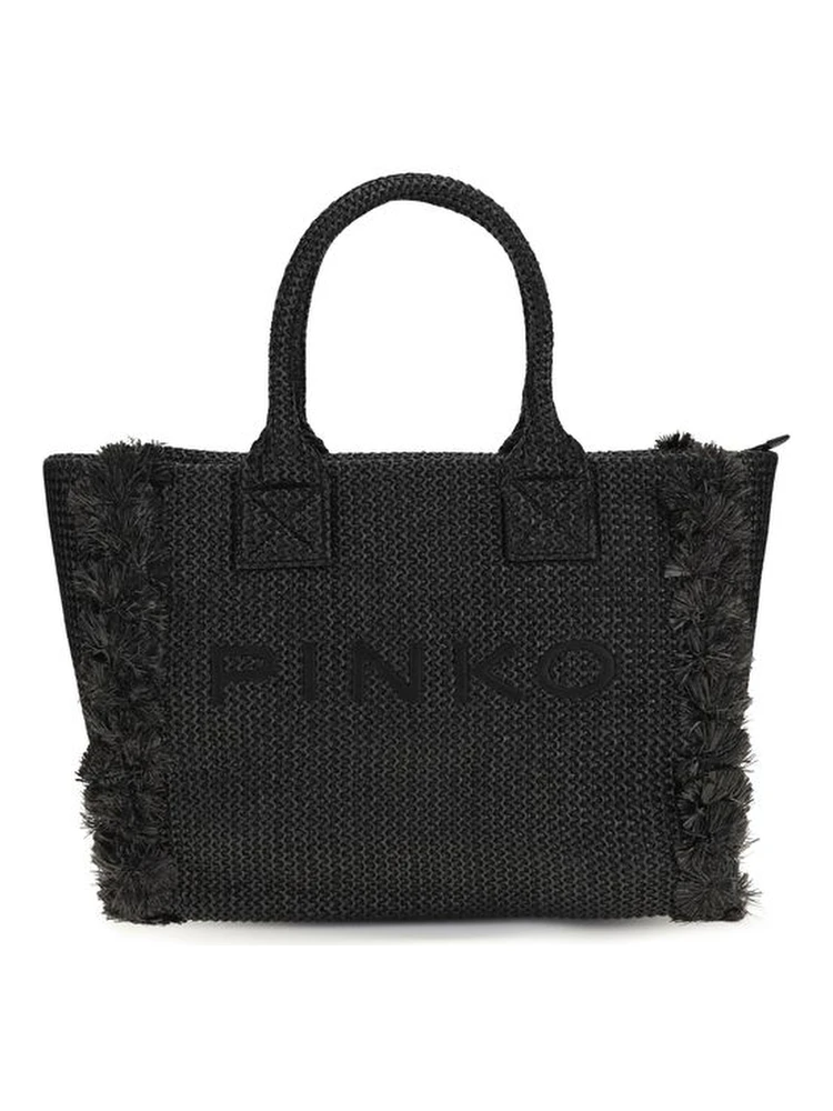 Black Raffia Shoulder Bag