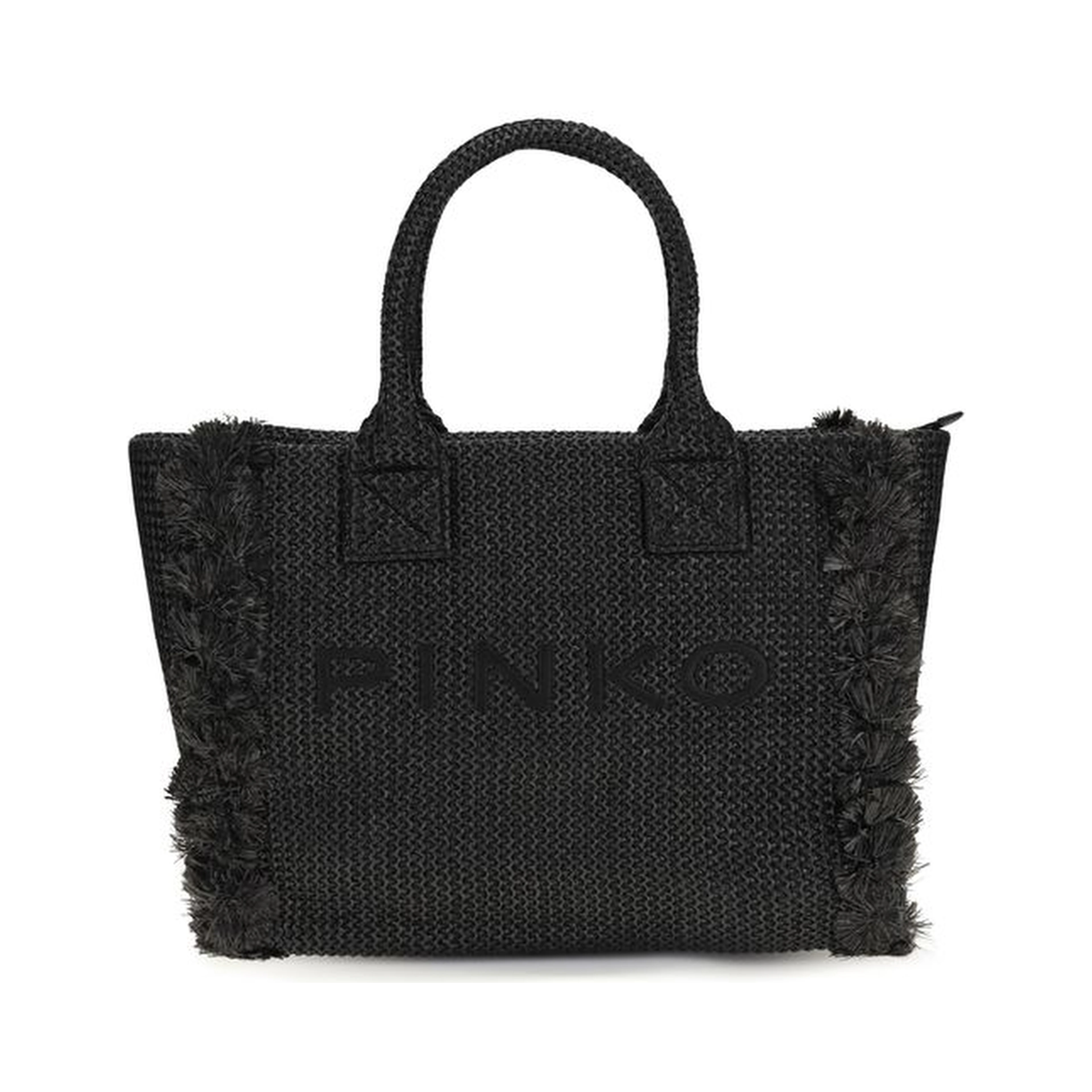 Black Raffia Shoulder Bag