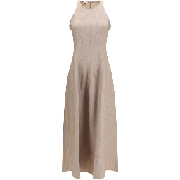 Beige Linen Casual Dress