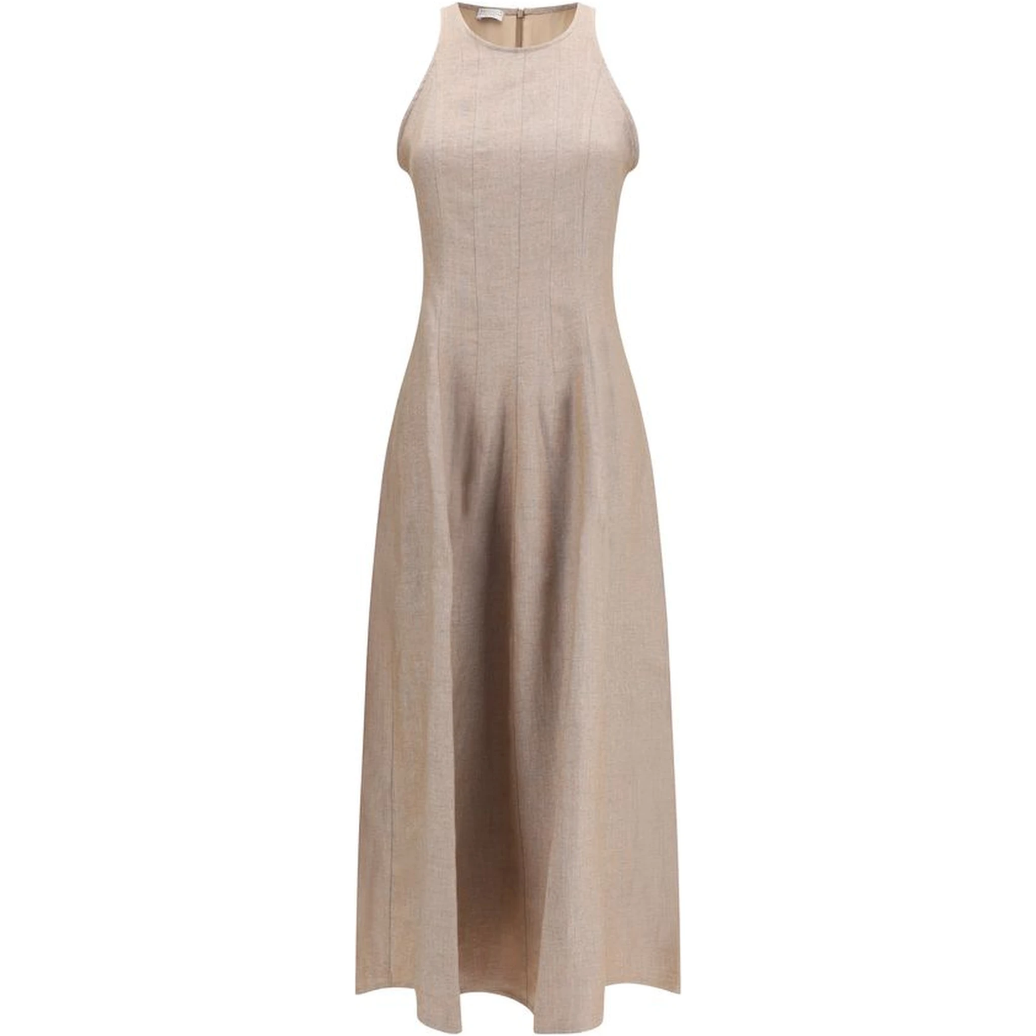 Beige Linen Casual Dress
