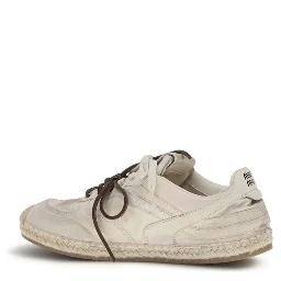 Beige Cotton Platform Sneakers