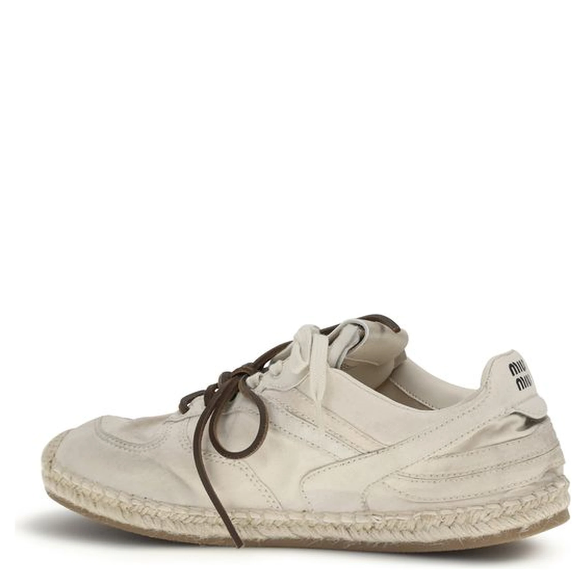 Beige Cotton Platform Sneakers