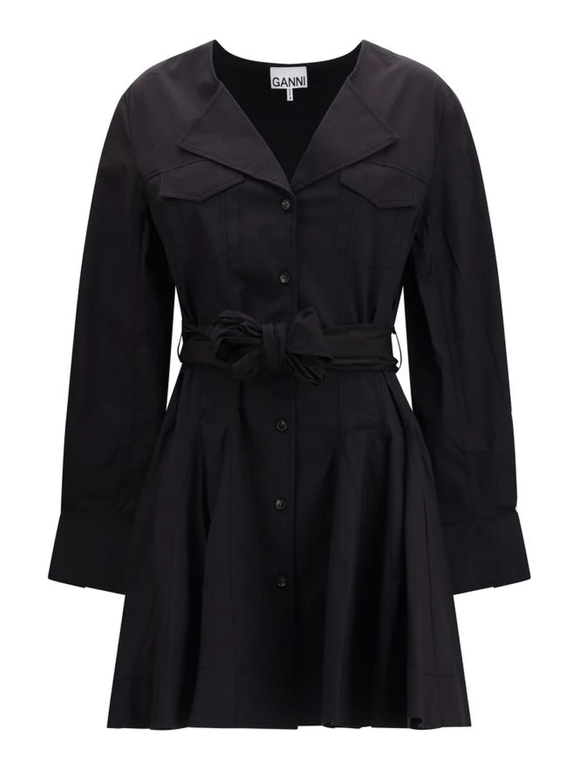 Black Cotton Casual Dress