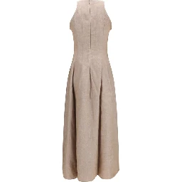 Beige Linen Casual Dress