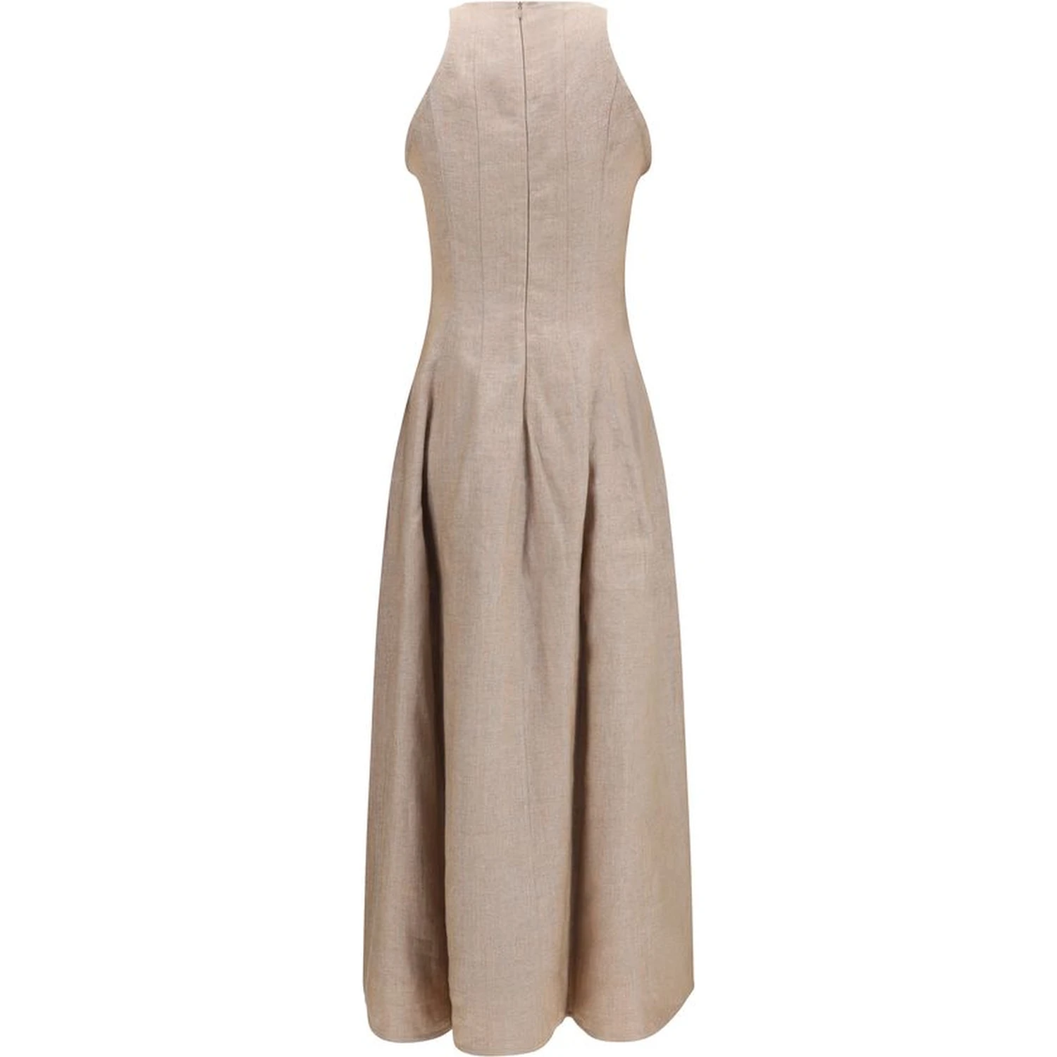 Beige Linen Casual Dress