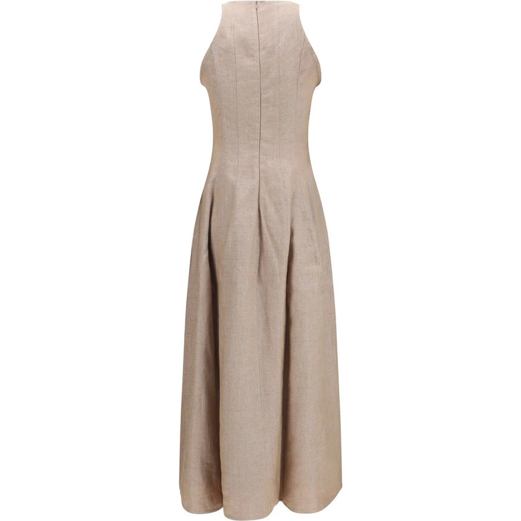 Beige Linen Casual Dress