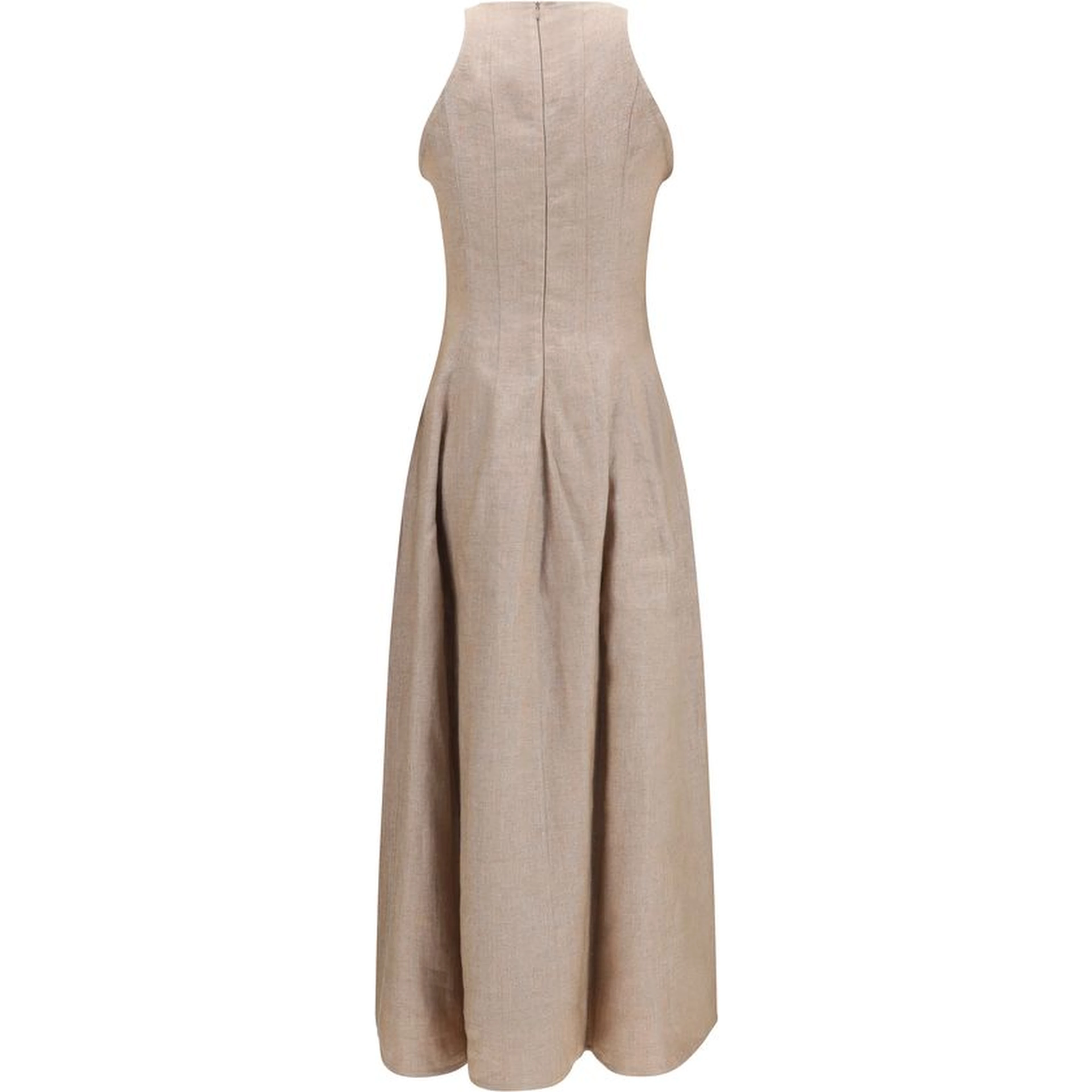 Beige Linen Casual Dress