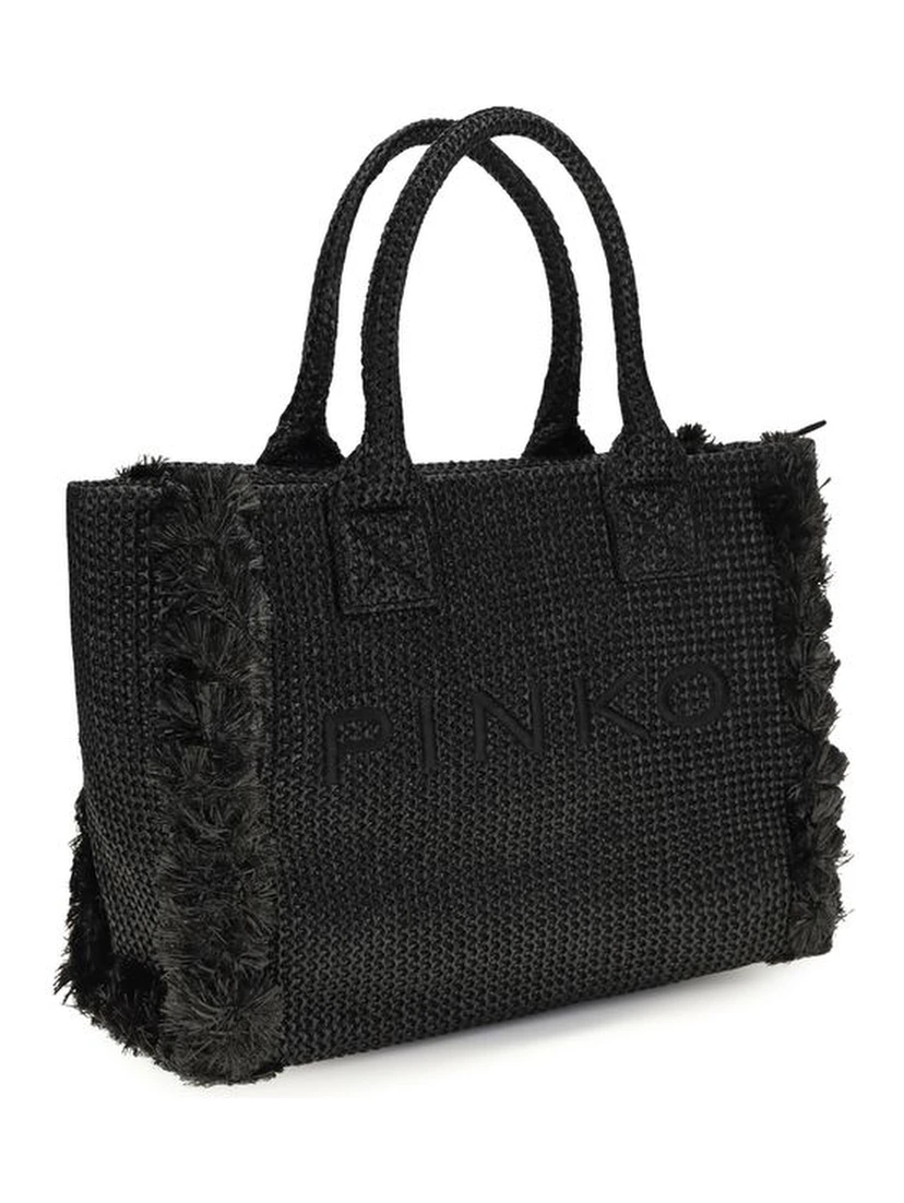 Black Raffia Shoulder Bag