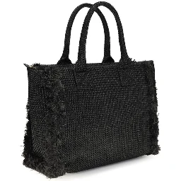 Black Raffia Shoulder Bag