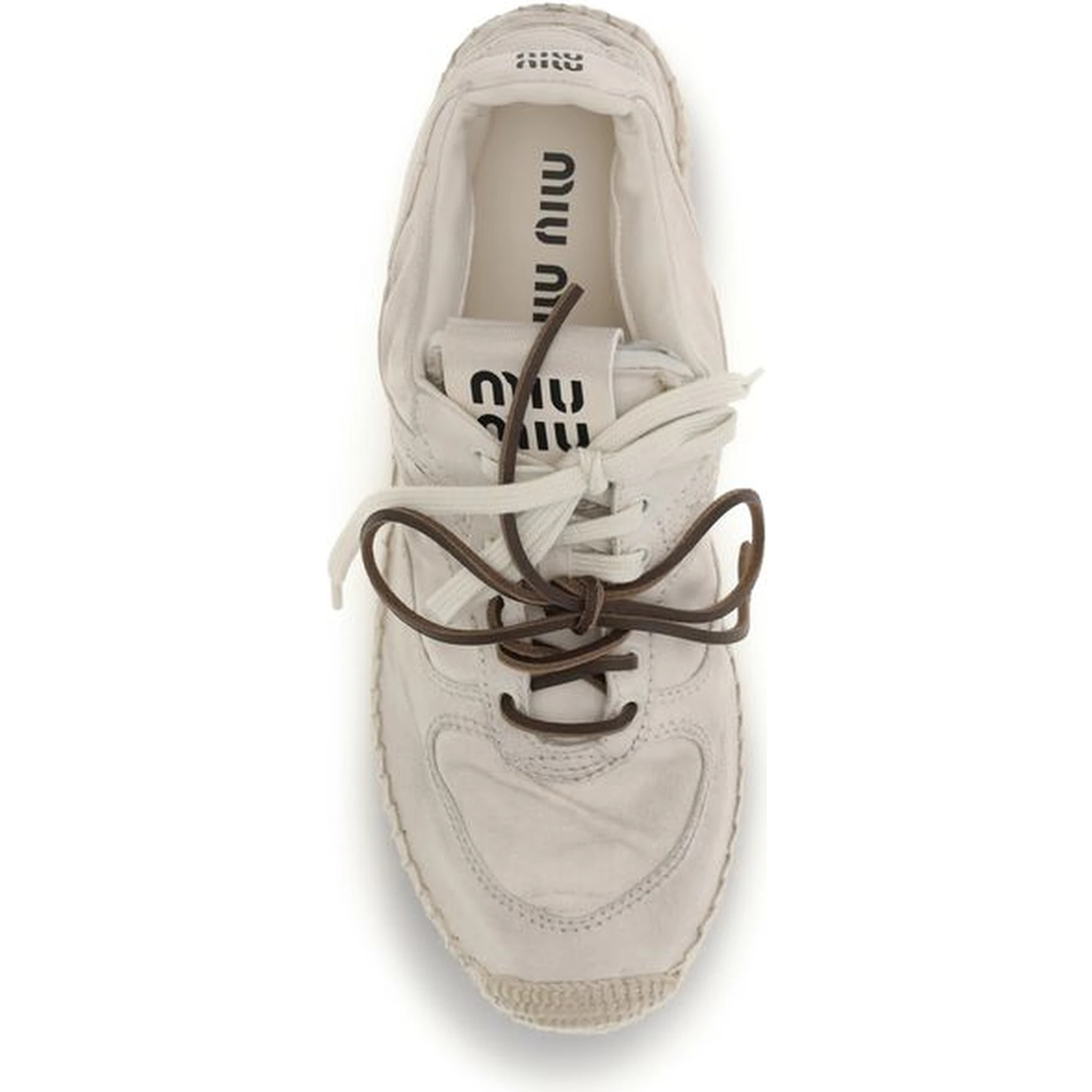 Beige Cotton Platform Sneakers