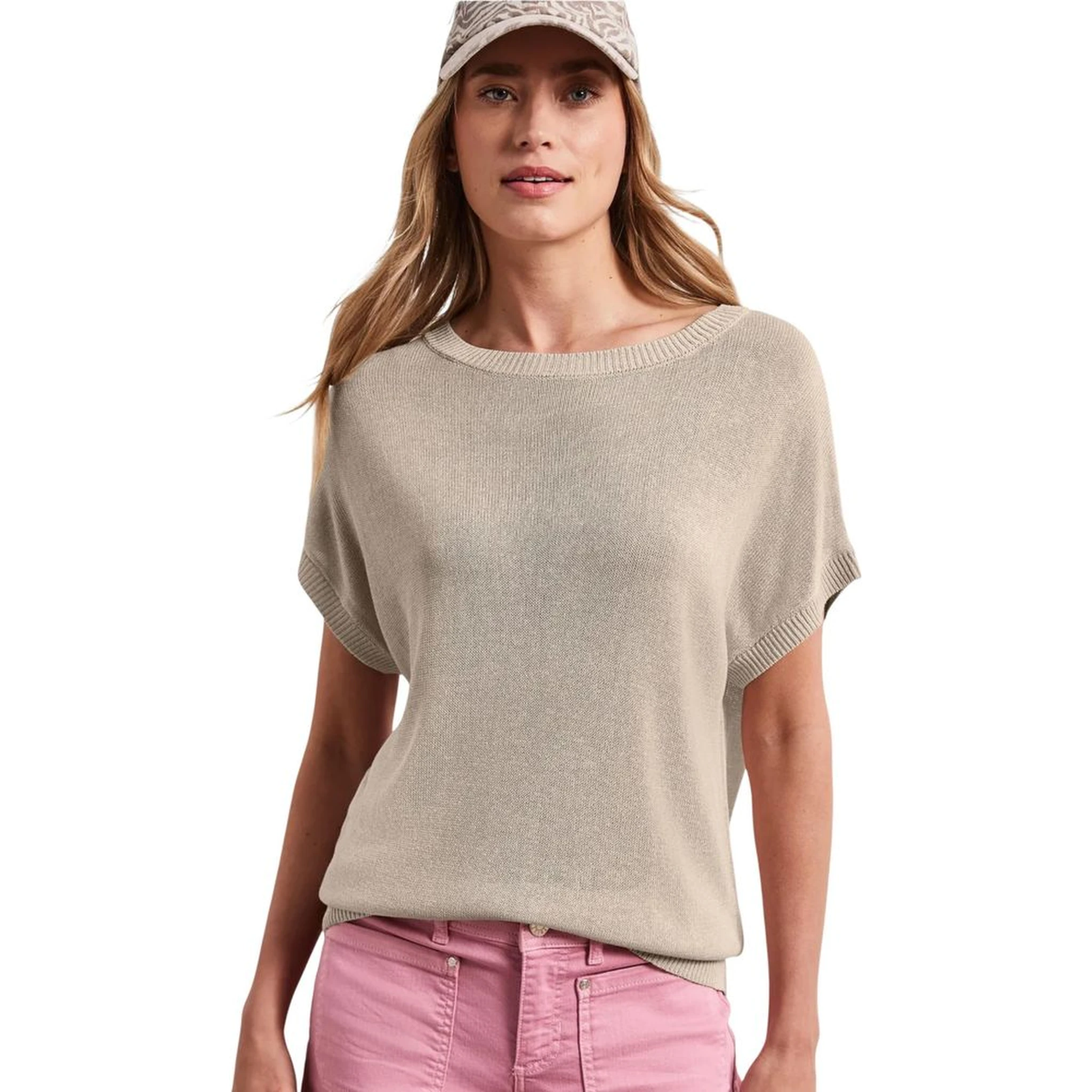 Beige Viscose Sleeveles Sweater