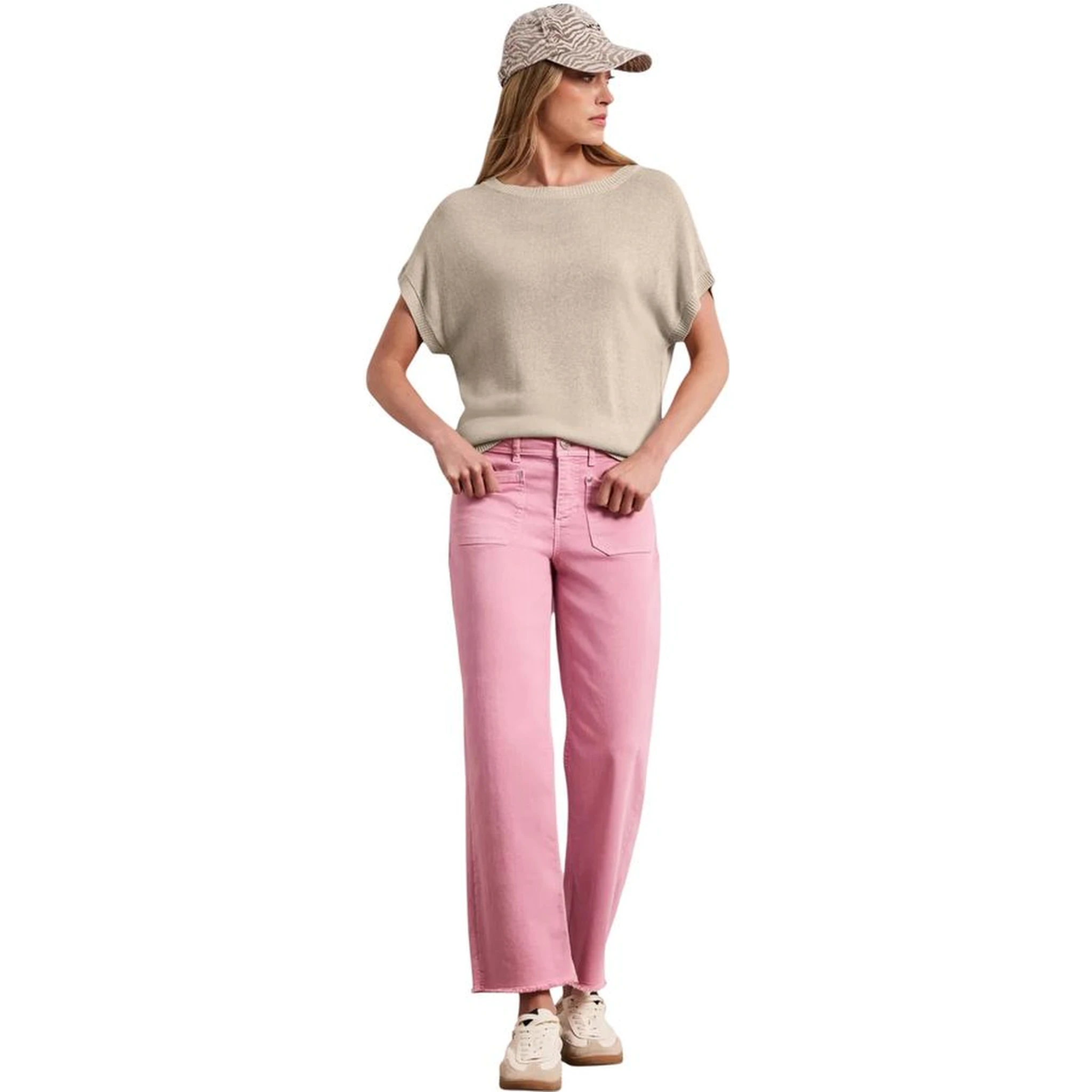 Beige Viscose Sleeveles Sweater