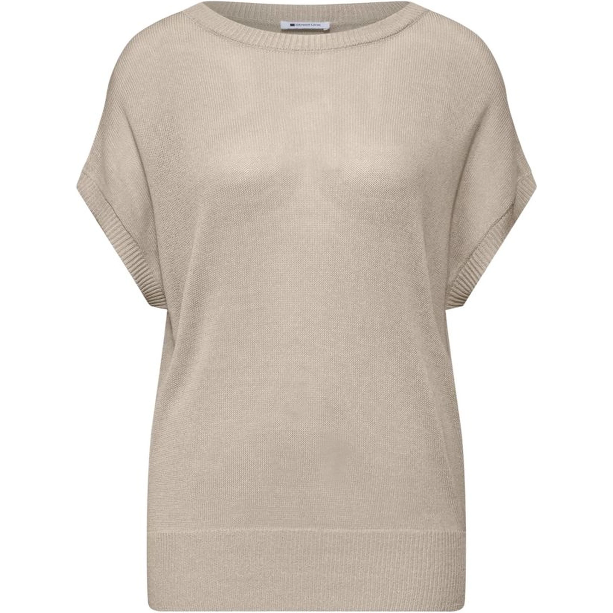 Beige Viscose Sleeveles Sweater