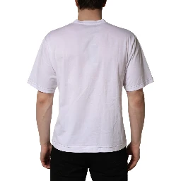 White Leopard Print DG Logo MenCotton T-shirt