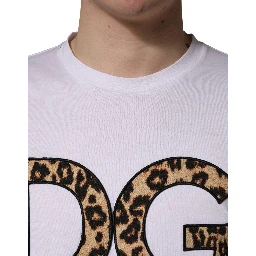 White Leopard Print DG Logo MenCotton T-shirt