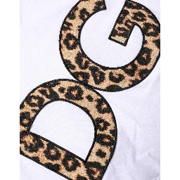 White Leopard Print DG Logo MenCotton T-shirt