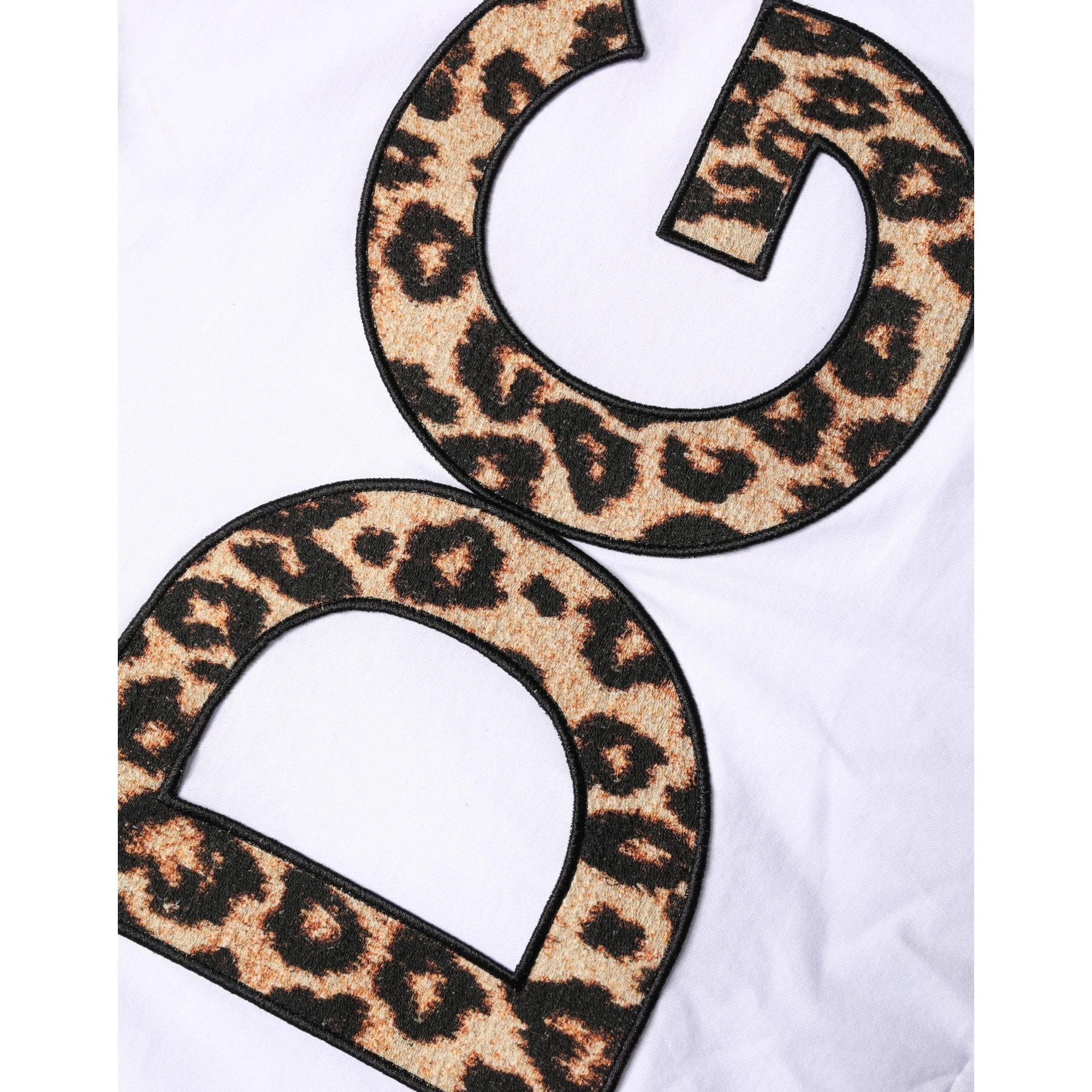 White Leopard Print DG Logo MenCotton T-shirt