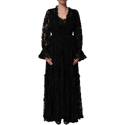 Black Lace A-line Long Evening Gown Dress