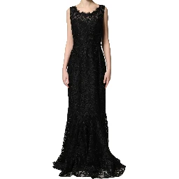 Black Lace Full Length Evening Gown Dress