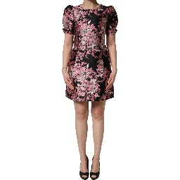 Multicolor Floral Brocade A-line Mini Dress