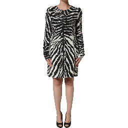 Black White Zebra Rhinestones Mini Dress