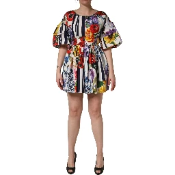 Multicolor Patchwork Cotton Poplin Mini Dress